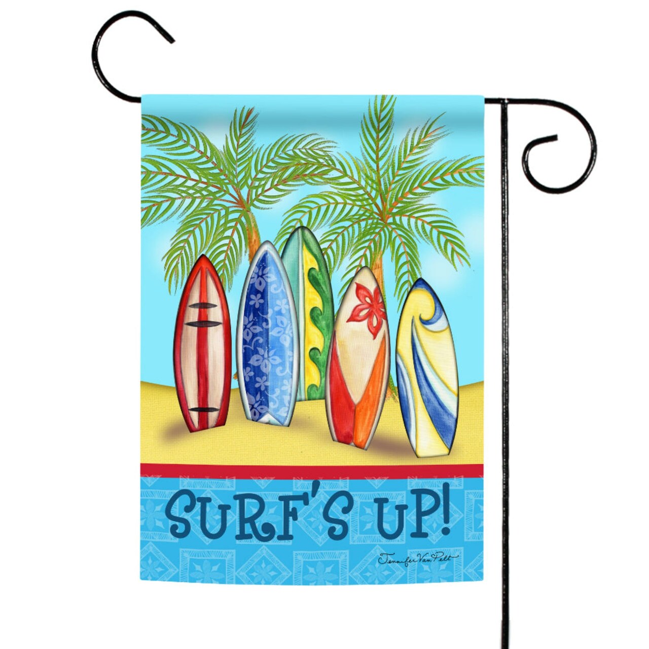 Toland Home Garden Blue and Green Beach Surf's Up Outdoor Garden Flag 18" x 12.5"